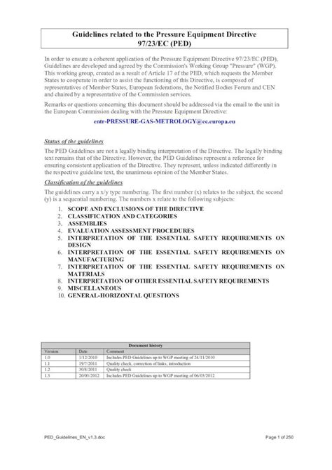 Pressure Equipment Directive 97/23/EC Guidelines